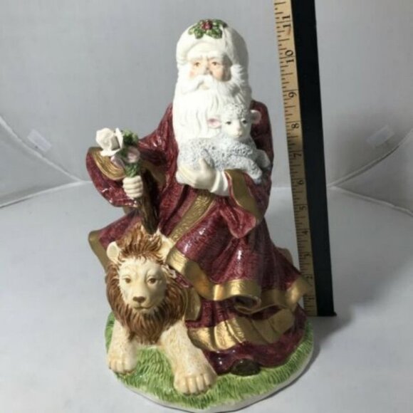 House of Lloyd Peaceful Kingdom Santa with Lion Music Box Christmas Holiday - Picture 11 of 12